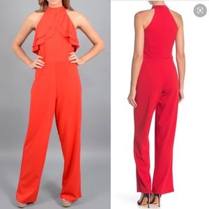 NWT Marina Ruffled Halter Neck Jumpsuit Sz M